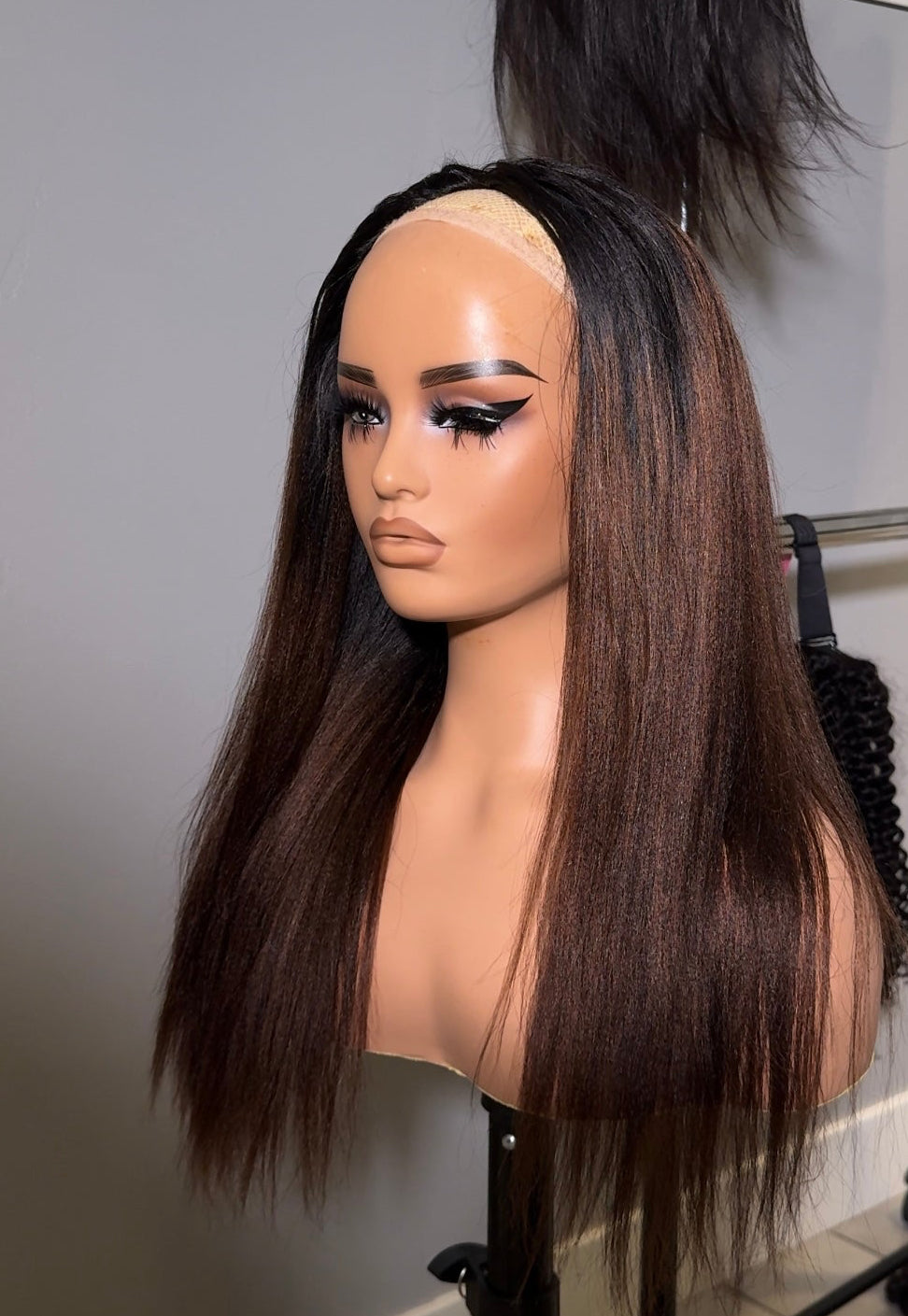 Wavymyhalf yaki straight ombre Half wig 20inch